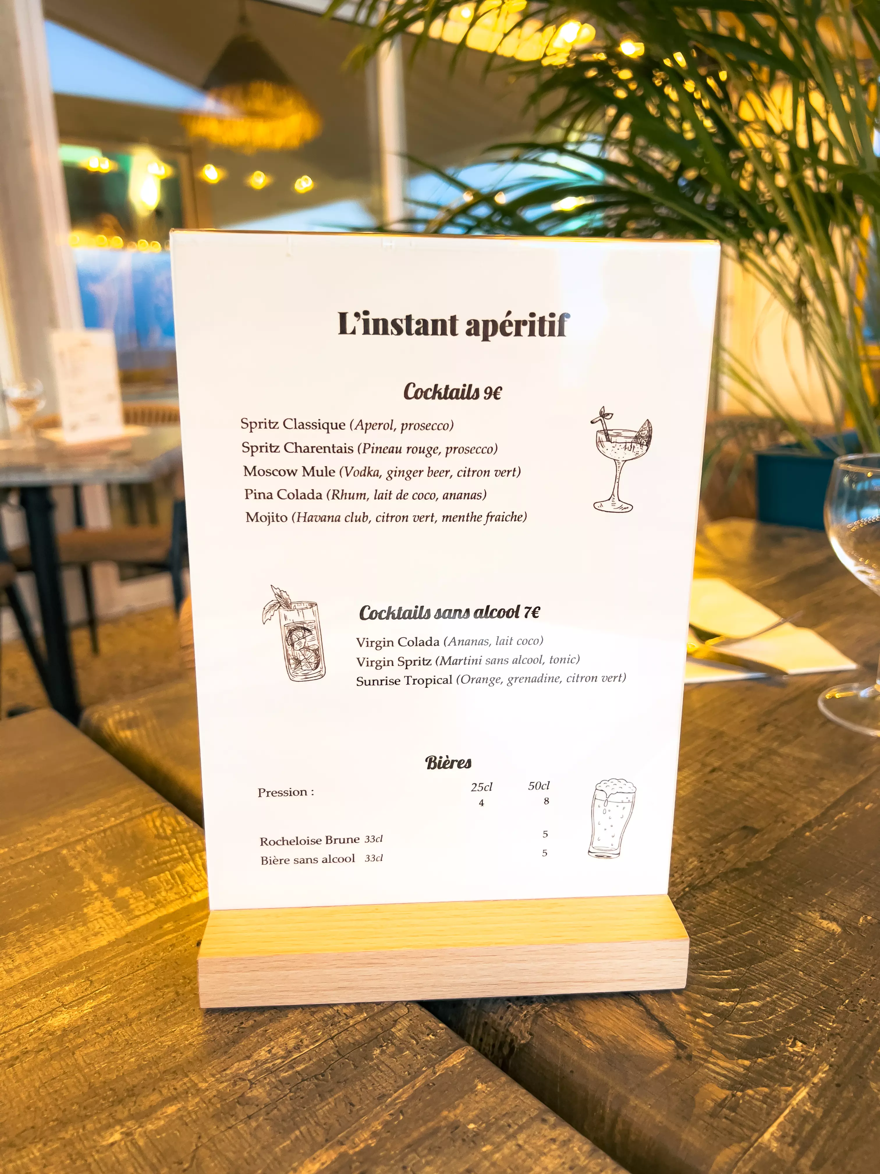 Carte des aperitifs